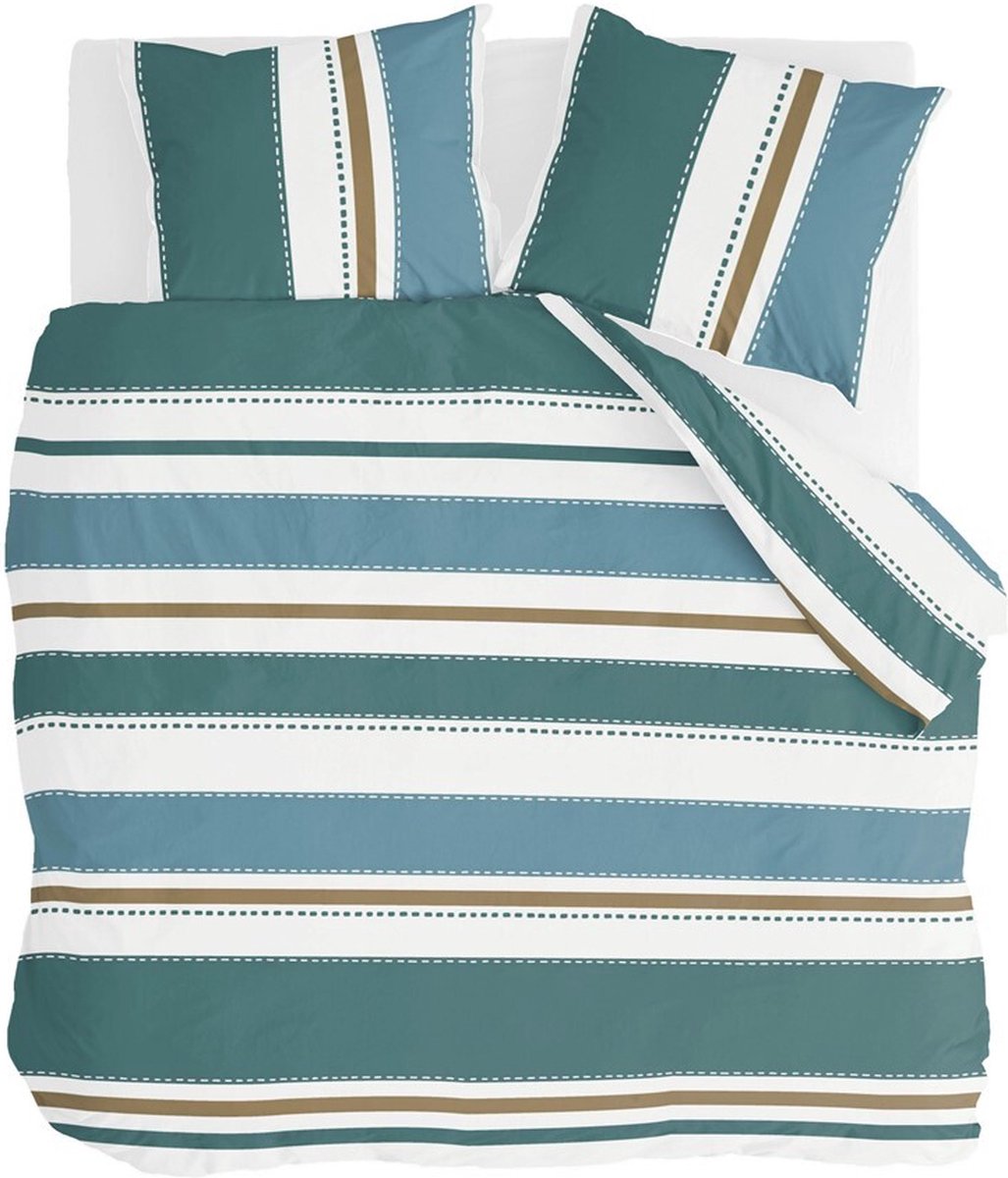 Walra Dekbedovertrek Stripes & Stitches - 240x220 - 100% BCI Katoen - Groen
