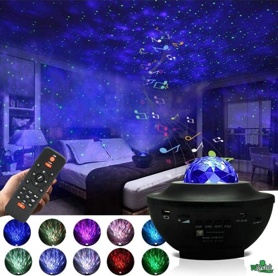 Sterrenhemel Projectorlamp – Zwart – Bluetooth en USB - Met Muziek