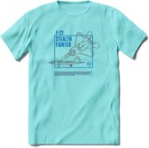 F-22 Vliegtuig T-Shirt | Unisex leger Kleding | Dames - Heren Straaljager shirt | Army F16 | Grappig bouwpakket Cadeau | - Licht Blauw - XXL
