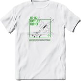 ME-262 Vliegtuig T-Shirt | Unisex leger Kleding | Dames - Heren Straaljager shirt | Army F16 | Grappig bouwpakket Cadeau | - Wit - 3XL