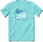 F-15 Vliegtuig T-Shirt | Unisex leger Kleding | Dames - Heren Straaljager shirt | Army F16 | Grappig bouwpakket Cadeau | - Licht Blauw - XL