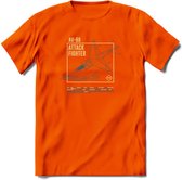 AV-8B Vliegtuig T-Shirt | Unisex leger Kleding | Dames - Heren Straaljager shirt | Army F16 | Grappig bouwpakket Cadeau | - Oranje - XL