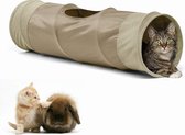 LeerKing kattentunnel kattenspeelgoed opvouwbaar speeltunnel ritseltunnel voor alle katten en kleine dieren 2 grotten 90 * 25cm