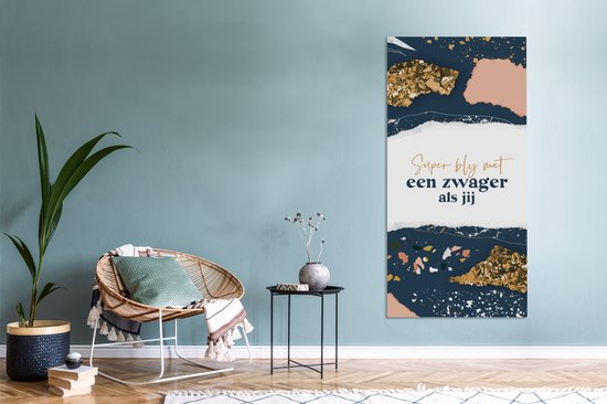 Tableau sur toile Beau-frère - Citations - Design - Rose - Or - 80x160 cm - Décoration murale