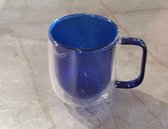 Dubbele Wand Glas - Perotti - Donkerblauw - 250mL - Set van 4