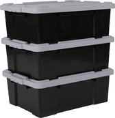 Bol.com IRIS Ohyama Powerbox Opbergbox - 43L - Kunststof - Zwart/Grijs - Set van 3 aanbieding