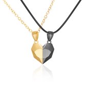 Koppel kettingen hart | goud zwart | magnetisch hartje ketting | liefde | Sparkolia | Vriendschapskettingen | Valentijn cadeau