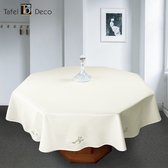 Tafel-Deco tafelkleed, Rozyczka, rond 160, ecru, geborduurd