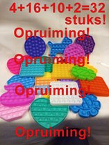 30+2 Pop it fidget toys 4 regenboog + 16 unicolor + 10 camouflage + 2 ijsje