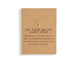 Bixorp Luck Geluksketting met Zon & Maan Goudkleurig - Afscheidscadeau - Cadeau voor Haar / Dames / Vriendin / Mama / Vrouwen - Ketting met Zon Maan Hanger