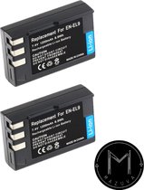 Mazuva EN-EL9 Accu Set 2 Stuks voor Nikon camera | 1300 mAh | EN-EL9 Batterij | (o.a. voor D3000, D40, D40x, D5000, D60)