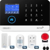 A-Life Compleet Alarmsysteem - Met Sirene - Smart Home Beveiligingssysteem - Draadloos - Wifi Alarm - LCD Scherm - RFID