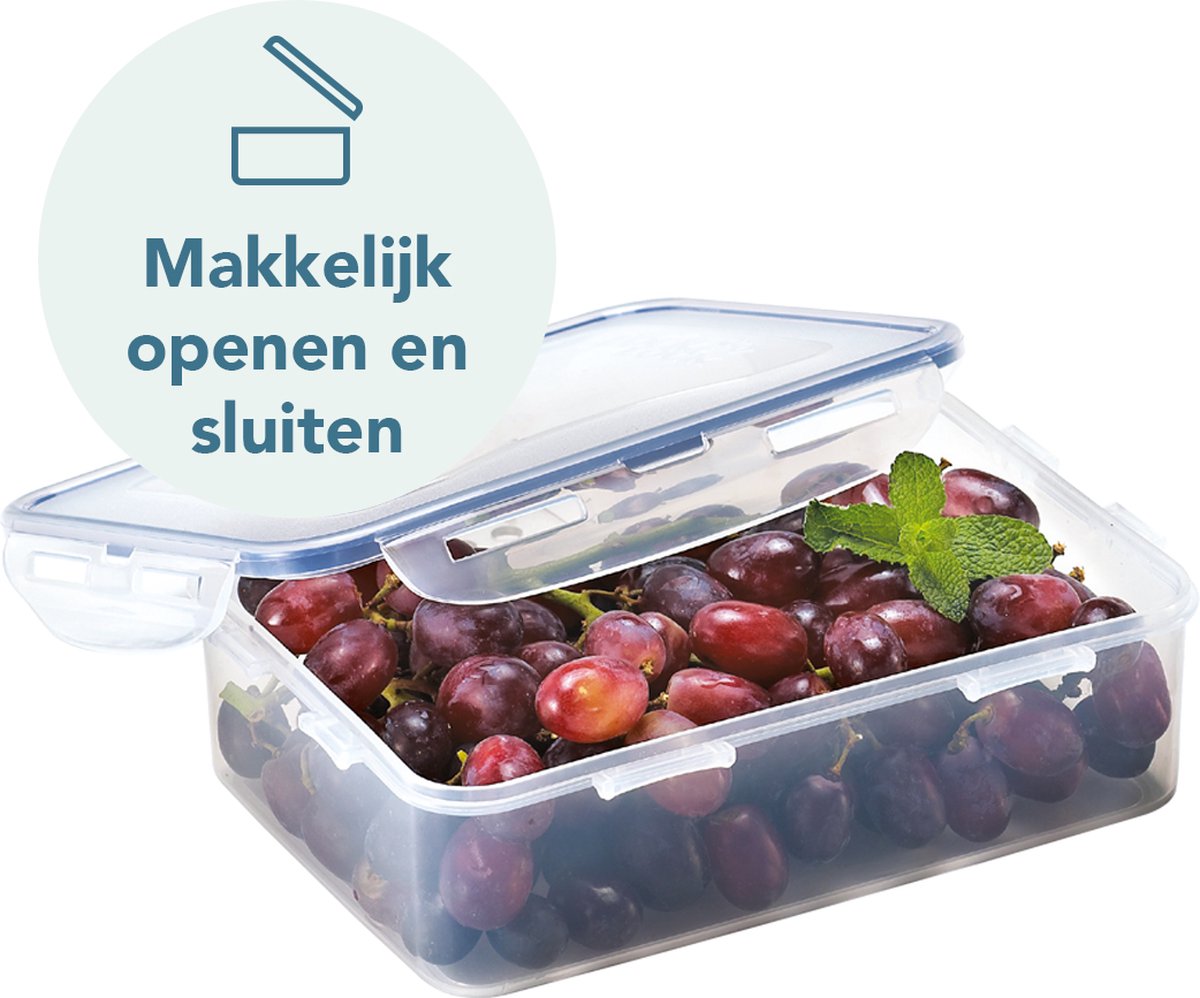 Lock&Lock Diepvriesbakjes - Meal prep bakjes - Vershoudbakjes - 1,6 liter - Set 4 stuks - 100% Lekvrij - BPA vrij - PFAS vrij - Magnetron bakjes met deksel - Diepvriesdozen - Bewaarbakjes - Vershouddoos - Transparant — afbeelding 2