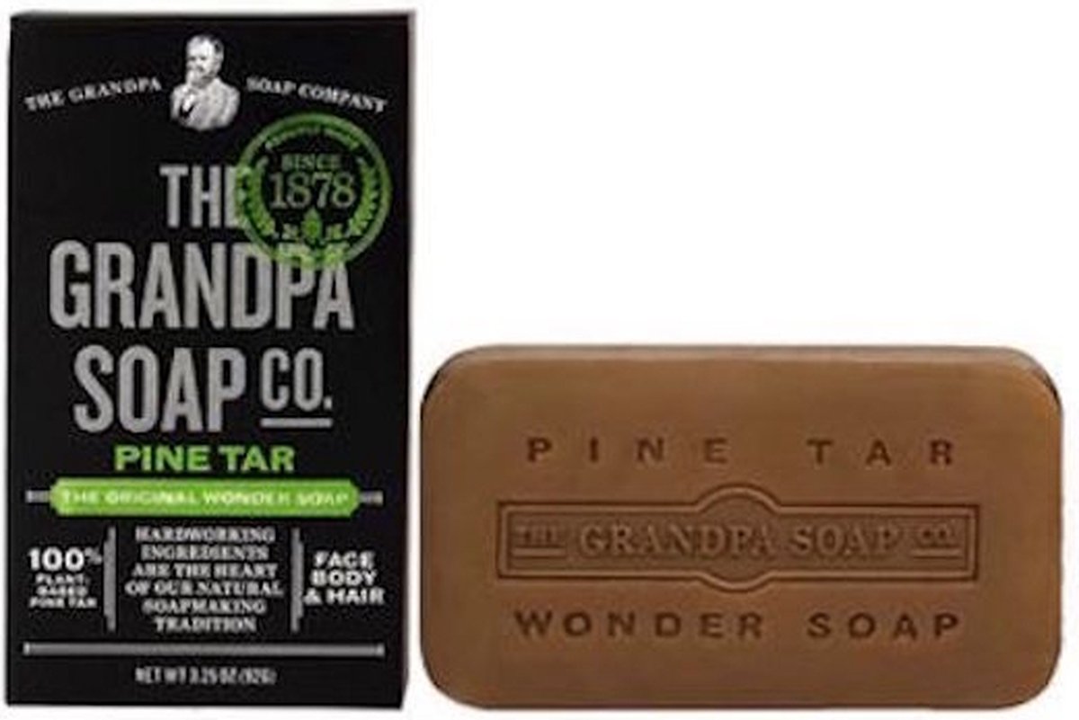 Teerzeep - Pine Tar Soap - Pijnboomteer Zeep - 92 gr. - Psoriasis - The Grandpa Soap Co.