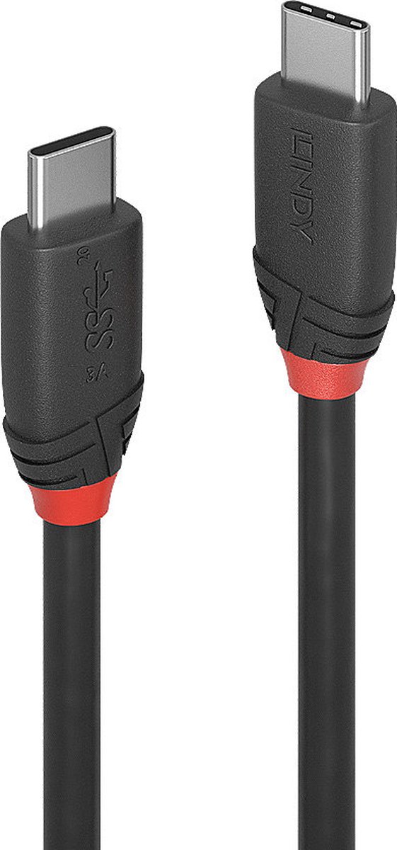 LINDY 36906 USB-kabel USB 3.2 Gen2x2 USB-C stekker, USB-C stekker 1.00 m Zwart Stekker past op beide manieren
