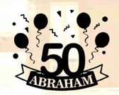 Jubileum raamsticker - Abraham 50 jaar - Zwart - Stickervoordeelshop.nl
