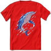 Dieren T-Shirt | Walvis shirt Heren / Dames | Wildlife whale cadeau - Rood - XXL