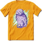 Dieren T-Shirt | Uil shirt Heren / Dames | Wildlife owl cadeau - Geel - XL
