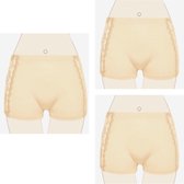 Dames boxershorts 3 pack hoog met kant bewerking XXL 42-44 beige