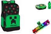 Minecraft rugzak TNT | Set 3-delig | Rugzak 36cm 2 vakken 12L - Rugtas + Lunchbox + Drinkfles