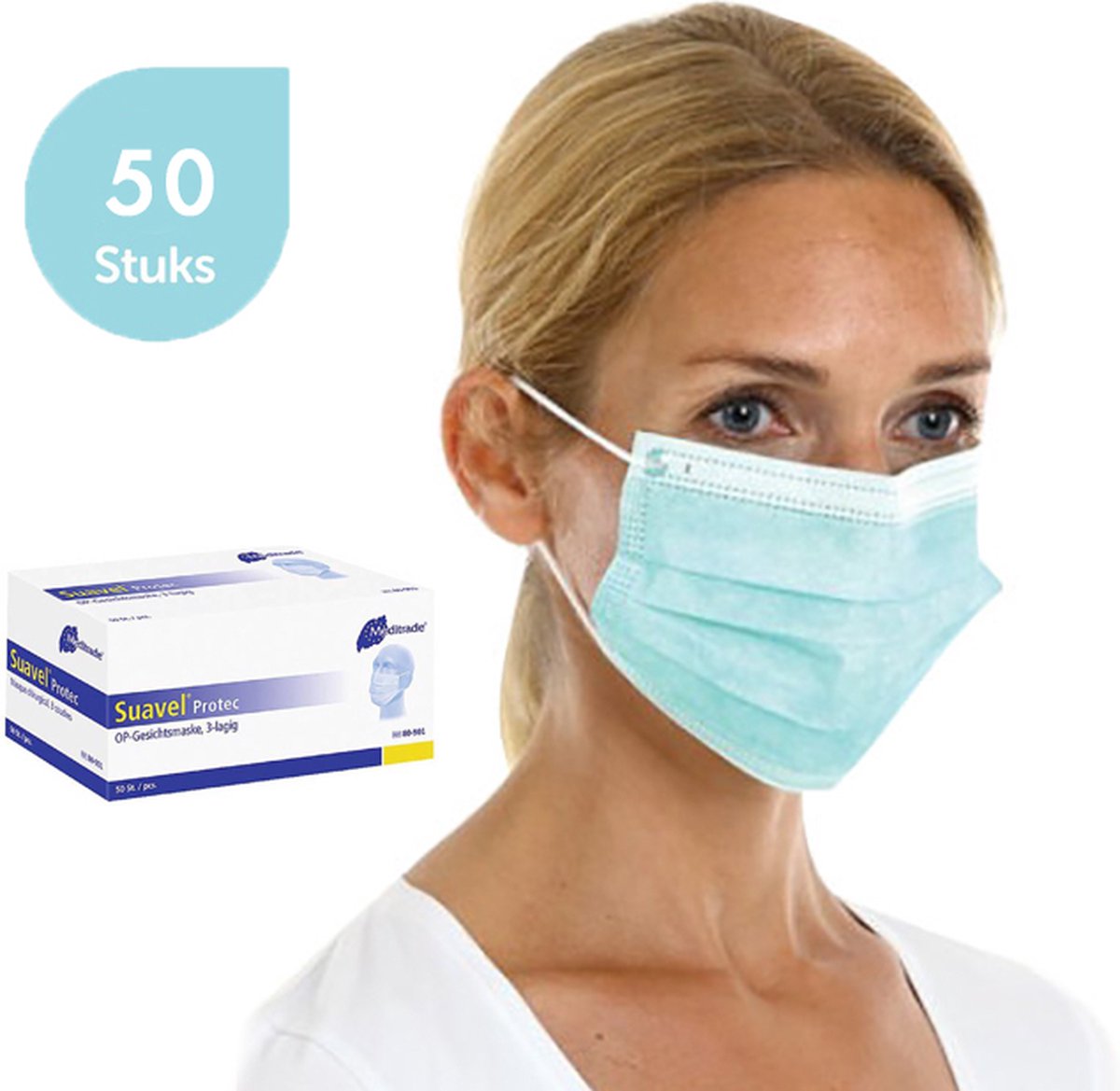 Suavel® Protec Mondmasker Type IIR (50 stuks) - Mondkapje - CE Gecertificeerd - Blauw