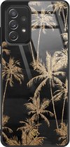 Samsung A52 hoesje glass - Palmbomen | Samsung Galaxy A52 5G case | Hardcase backcover zwart