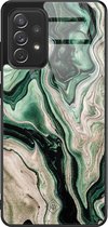 Samsung A52 hoesje glass - Groen marmer / Marble | Samsung Galaxy A52 5G case | Hardcase backcover zwart