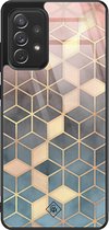 Samsung A52s hoesje glass - Cubes art | Samsung Galaxy A52 5G case | Hardcase backcover zwart