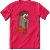 Casual egel T-Shirt Grappig | Dieren herfst Kleding Kado Heren / Dames | Animal Skateboard Cadeau shirt - Roze - L