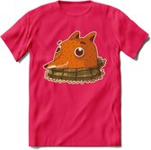 Casual vos T-Shirt Grappig | Dieren honden Kleding Kado Heren / Dames | Animal Skateboard Cadeau shirt - Roze - L