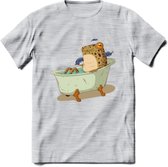 Badkuip kikker onderwater T-Shirt Grappig | Dieren reptiel Kleding Kado Heren / Dames | Animal Skateboard Cadeau shirt - Licht Grijs - Gemaleerd - 3XL