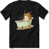 Badkuip kikker onderwater T-Shirt Grappig | Dieren reptiel Kleding Kado Heren / Dames | Animal Skateboard Cadeau shirt - Zwart - 3XL