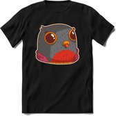 Casual duif T-Shirt Grappig | Dieren vogels Kleding Kado Heren / Dames | Animal Skateboard Cadeau shirt - Zwart - S