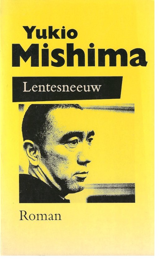Boek "Lentesneeuw" van Yukio Mishima. Portret van de auteur. Roman.