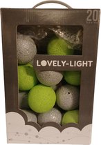 Lovely-Light - Lichtsnoer - Groen/Grijs - Cotton balls lights lichtsnoer - 20 lamp / Balls - Happy Lights