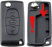 Citroen - klapsleutel behuizing - 3 knoppen - middelste knop schuifdeur bediening - HU83 sleutelbaard met zijgroef - CE0523 zonder batterijhouder in de achterdeksel - batterijhoude