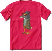 Casual vos T-Shirt Grappig | Dieren honden Kleding Kado Heren / Dames | Animal Skateboard Cadeau shirt - Roze - M
