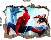 Muursticker Spiderman | Spider-Man door muur (3D-effect) | Muursticker superheld Marvel Avengers | Deursticker Kinderkamer Jongenskamer | 50 x 70 cm - Topkwaliteit 4