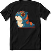 Schattige monster kat T-Shirt Grappig | Dieren katten Kleding Kado Heren / Dames | Animal Skateboard Cadeau shirt - Zwart - XL