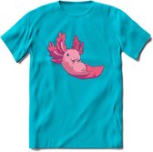 Schattig Axolotl T-Shirt Grappig | Dieren amfibieën Kleding Kado Heren / Dames | Animal Cadeau shirt - Blauw - S