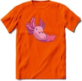 Schattig Axolotl T-Shirt Grappig | Dieren amfibieën Kleding Kado Heren / Dames | Animal Cadeau shirt - Oranje - L