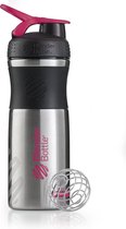 BlenderBottle™ SPORTMIXER RVS Zwart/Fashion Roze met oog - Eiwitshaker / Bidon / Shakebeker - 820 ml