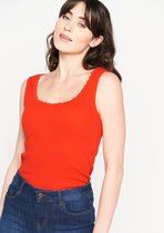 LOLALIZA Tank top met kant - Rood - Maat S