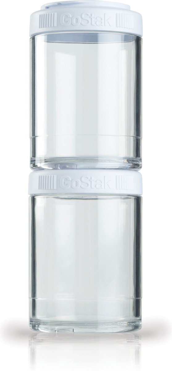BLENDERBOTTLE - GoStak WIT (2x150ml) - Handige container om je supplementen, wat groente of snacks in te bewaren en gemakkelijk en veilig in je tas, sporttas of rugzak te toen.