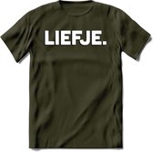 Liefje - Valentijn T-Shirt | Grappig Valentijnsdag Cadeautje voor Hem en Haar | Dames - Heren - Unisex | Kleding Cadeau | - Leger Groen - S