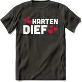 Harten Dief - Valentijn T-Shirt | Grappig Valentijnsdag Cadeautje voor Hem en Haar | Dames - Heren - Unisex | Kleding Cadeau | - Donker Grijs - 3XL