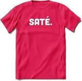 Sate - Snack T-Shirt | Grappig Verjaardag Kleding Cadeau | Eten En Snoep Shirt | Dames - Heren - Unisex Tshirt | - Roze - XL