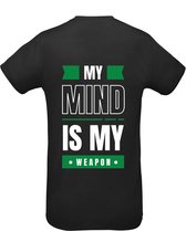 Huurdies Sportshirt | My mind is my weapon| maat  XXL | Bedrukkingskleur groen | zwart shirt