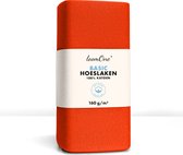 Loom One Hoeslaken – 100% Jersey Katoen – 140x220 cm – tot 40cm matrasdikte– 160 g/m² – voor Boxspring-Waterbed - Oranje