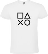 Wit t-shirt met Playstation Buttons print Zwart size XS